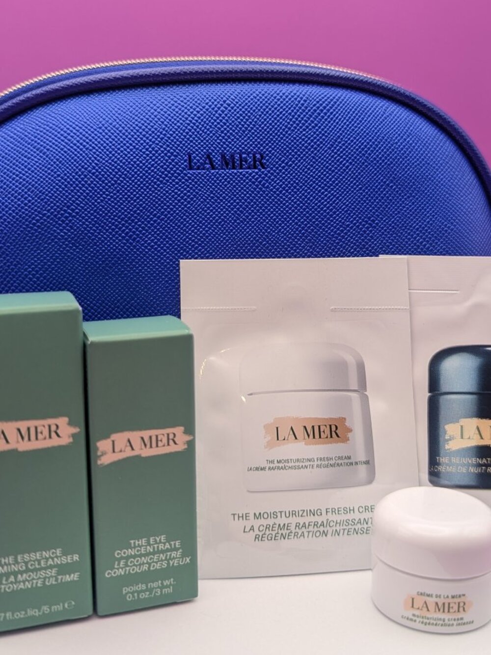 La Mer Skincare Minis Set The Essence Eye Concentrate 3x Moisturizers & Bag New